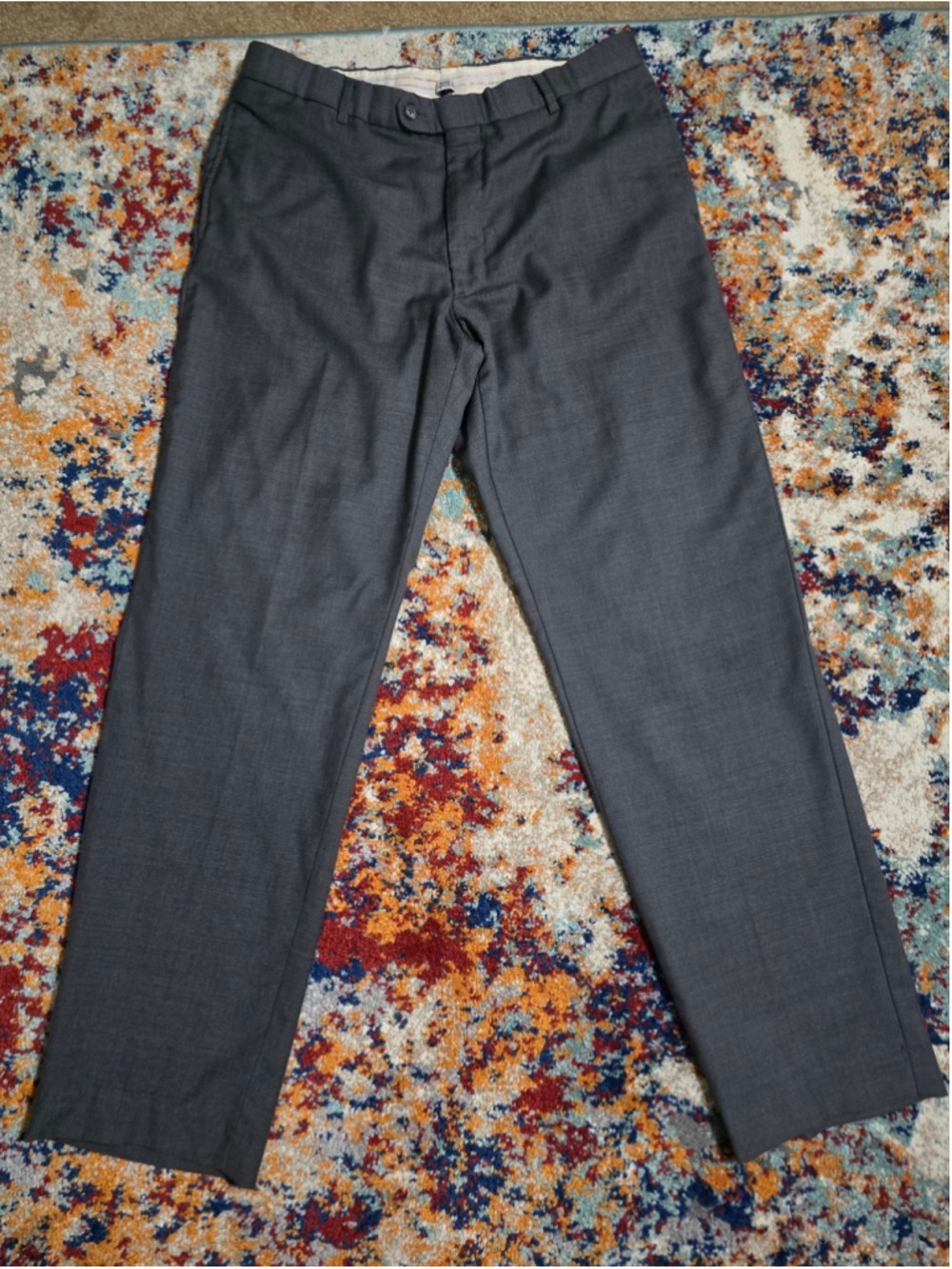 Zignone Super 110s Italian Wool Suit Trousers Gray Men's 36R USA Union Made